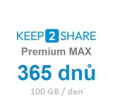 Premium účet MAX Keep2Share na 365 dnů